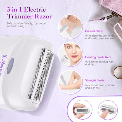 Epilator for Women, Epilators Hair Removal for Women, 2 in 1 Hair Removal Device with LED Light & USB Rechargeable, Electric Shaver for Legs,Underarms,Bikini and Full Body