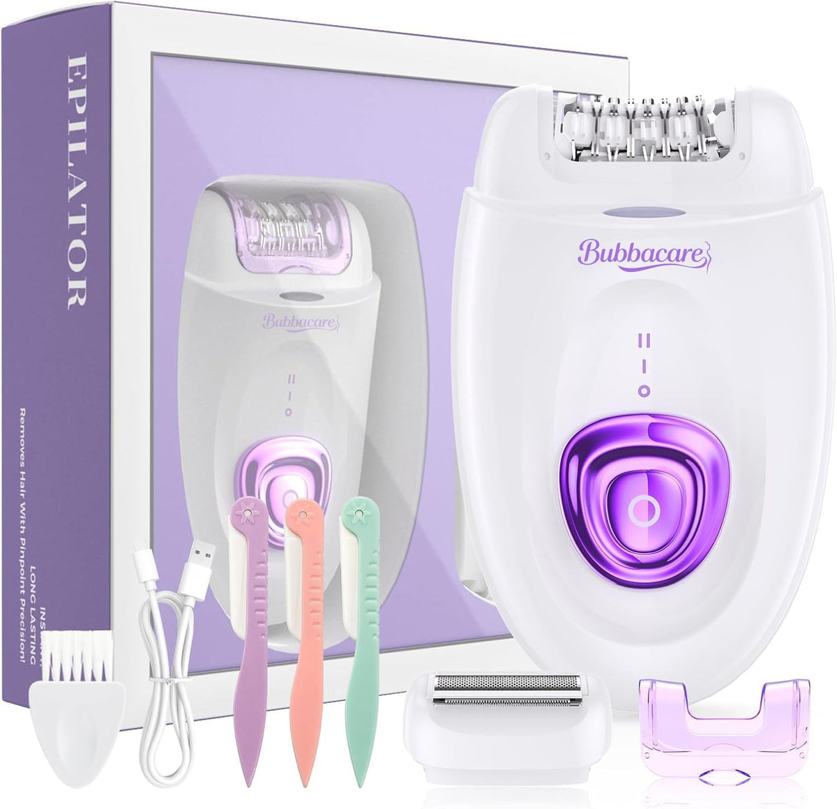 Epilator for Women, Epilators Hair Removal for Women, 2 in 1 Hair Removal Device with LED Light & USB Rechargeable, Electric Shaver for Legs,Underarms,Bikini and Full Body
