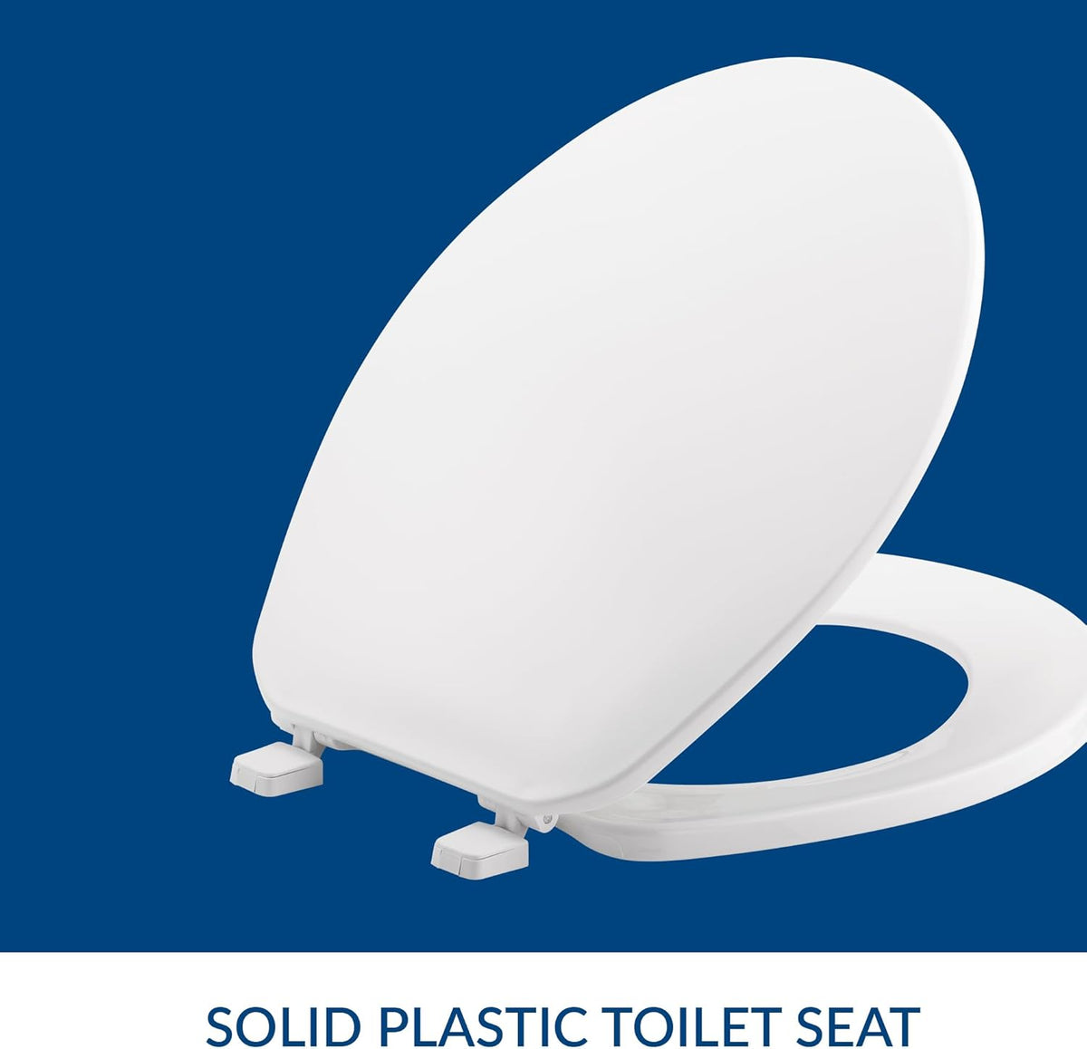 170 Durable Plastic Toilet Seat, Elongated, White | Durable, lightweight plastic resists wear, stains and is easy to wipe clean, Top-Tite hinges for fast easy installation, 170