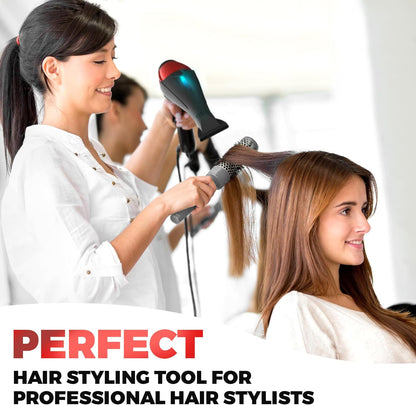 Professional Ionic Curly Hair Dryer with Diffuser, Black/Red