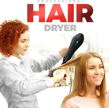 Professional Ionic Curly Hair Dryer with Diffuser, Black/Red