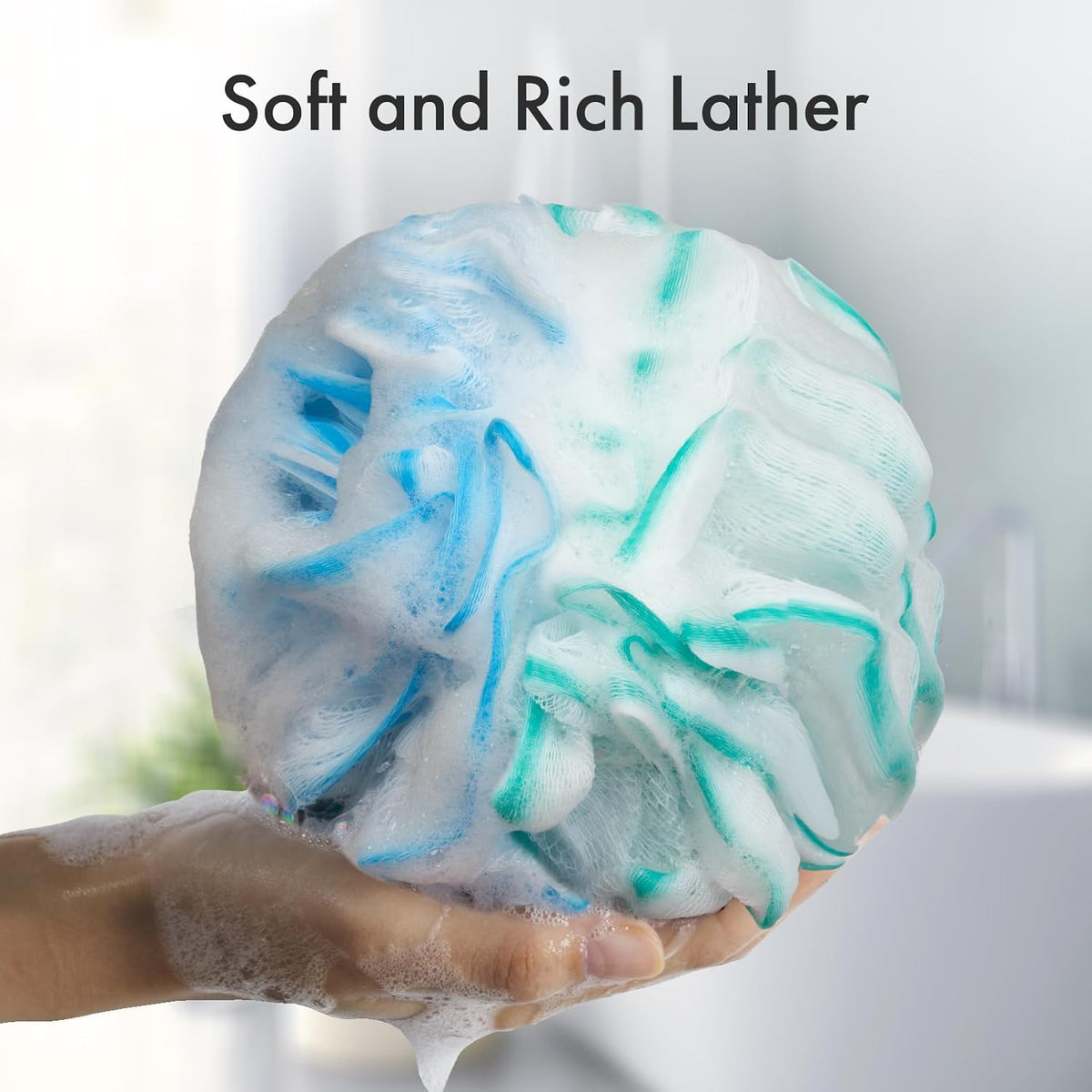 Charcoal Loofah Sponge, Shower Loofah 60g/PCS - Body Scrubber Loofa Set of 4 - Charcoal Blue, Green, Purple & Red, Bath Sponge for Men and Women