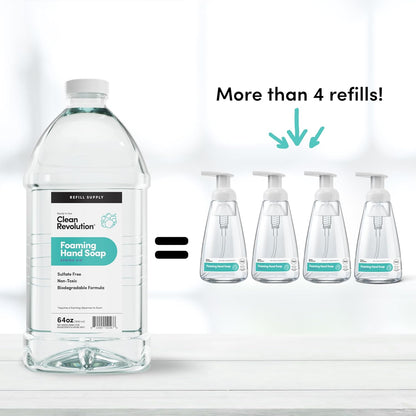 Foaming Hand Soap Refill Supply Container, Ready to Use Formula, Fragrance Free, 64 Fl Oz