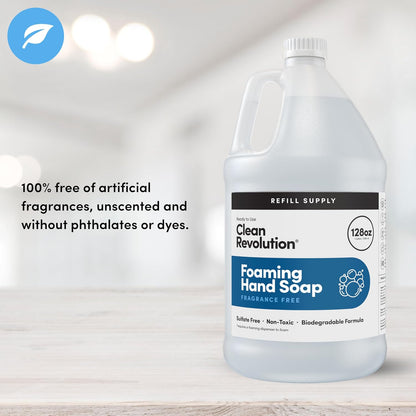 Foaming Hand Soap Refill Supply Container, Ready to Use Formula, Fragrance Free, 64 Fl Oz