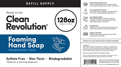 Foaming Hand Soap Refill Supply Container, Ready to Use Formula, Fragrance Free, 64 Fl Oz