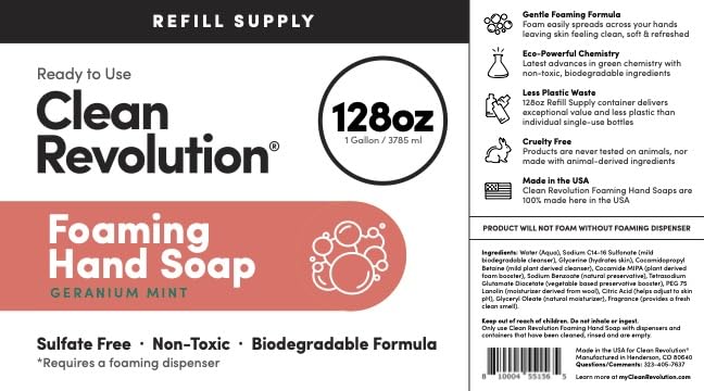 Foaming Hand Soap Refill Supply Container, Ready to Use Formula, Fragrance Free, 64 Fl Oz