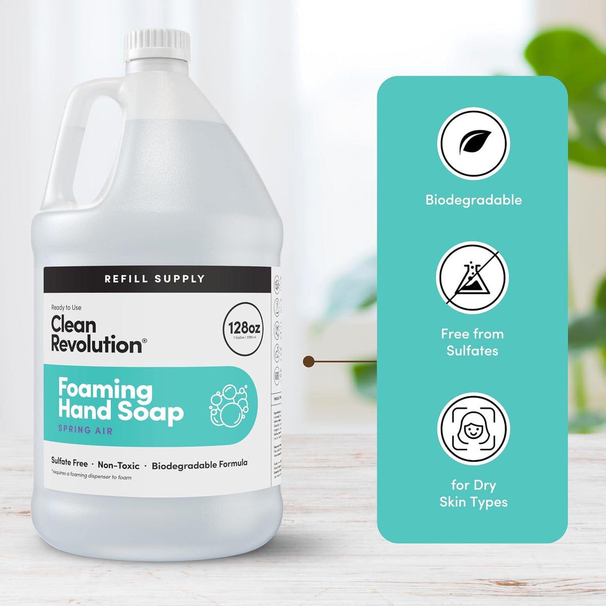 Foaming Hand Soap Refill Supply Container, Ready to Use Formula, Fragrance Free, 64 Fl Oz