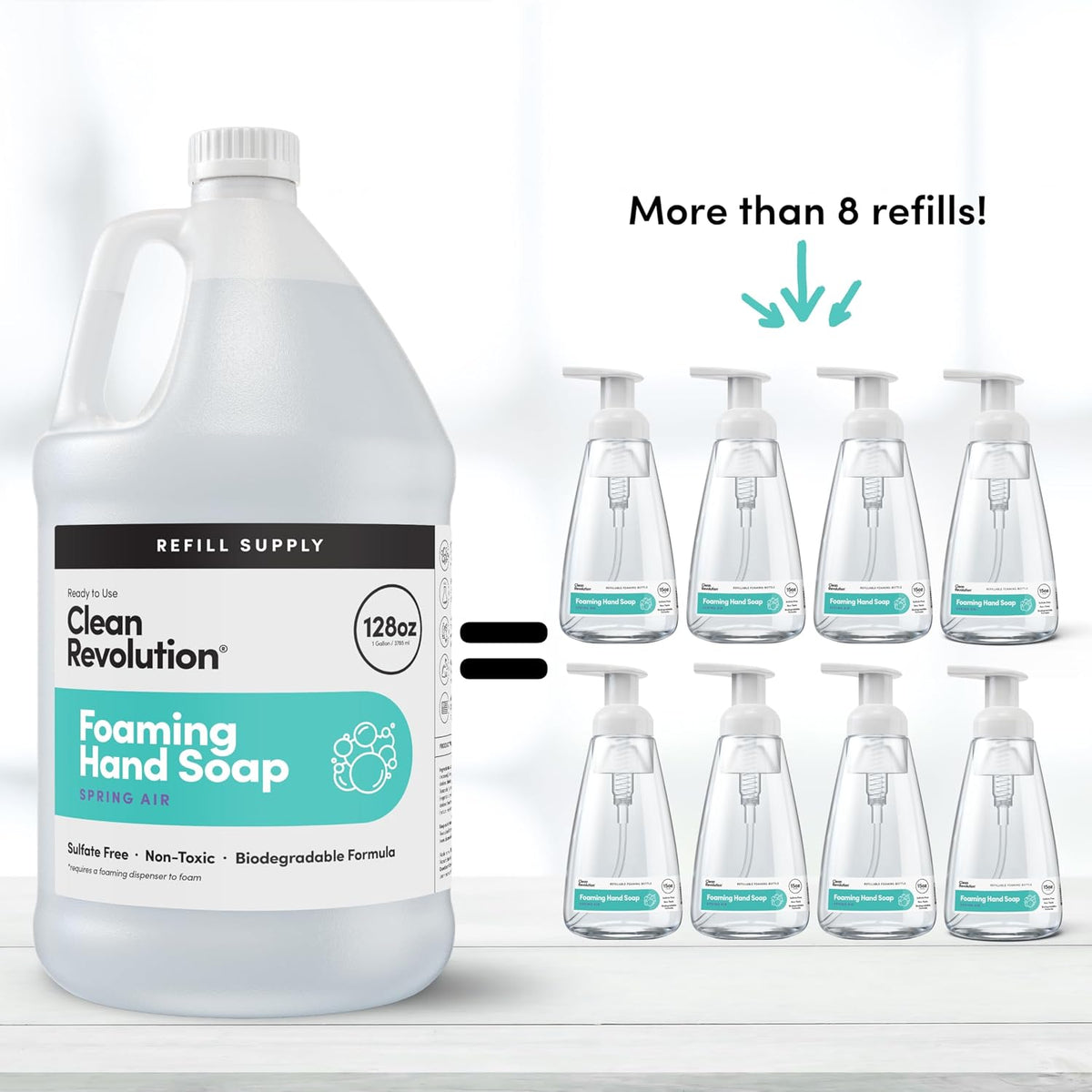 Foaming Hand Soap Refill Supply Container, Ready to Use Formula, Fragrance Free, 64 Fl Oz