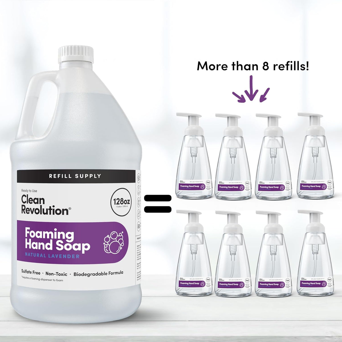 Foaming Hand Soap Refill Supply Container, Ready to Use Formula, Fragrance Free, 64 Fl Oz