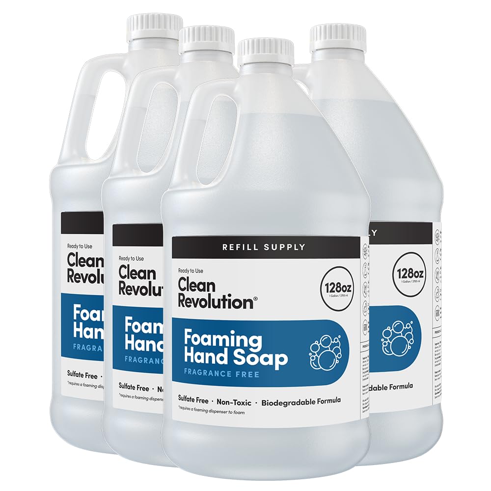 Foaming Hand Soap Refill Supply Container, Ready to Use Formula, Fragrance Free, 64 Fl Oz