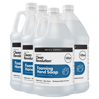 Foaming Hand Soap Refill Supply Container, Ready to Use Formula, Fragrance Free, 64 Fl Oz