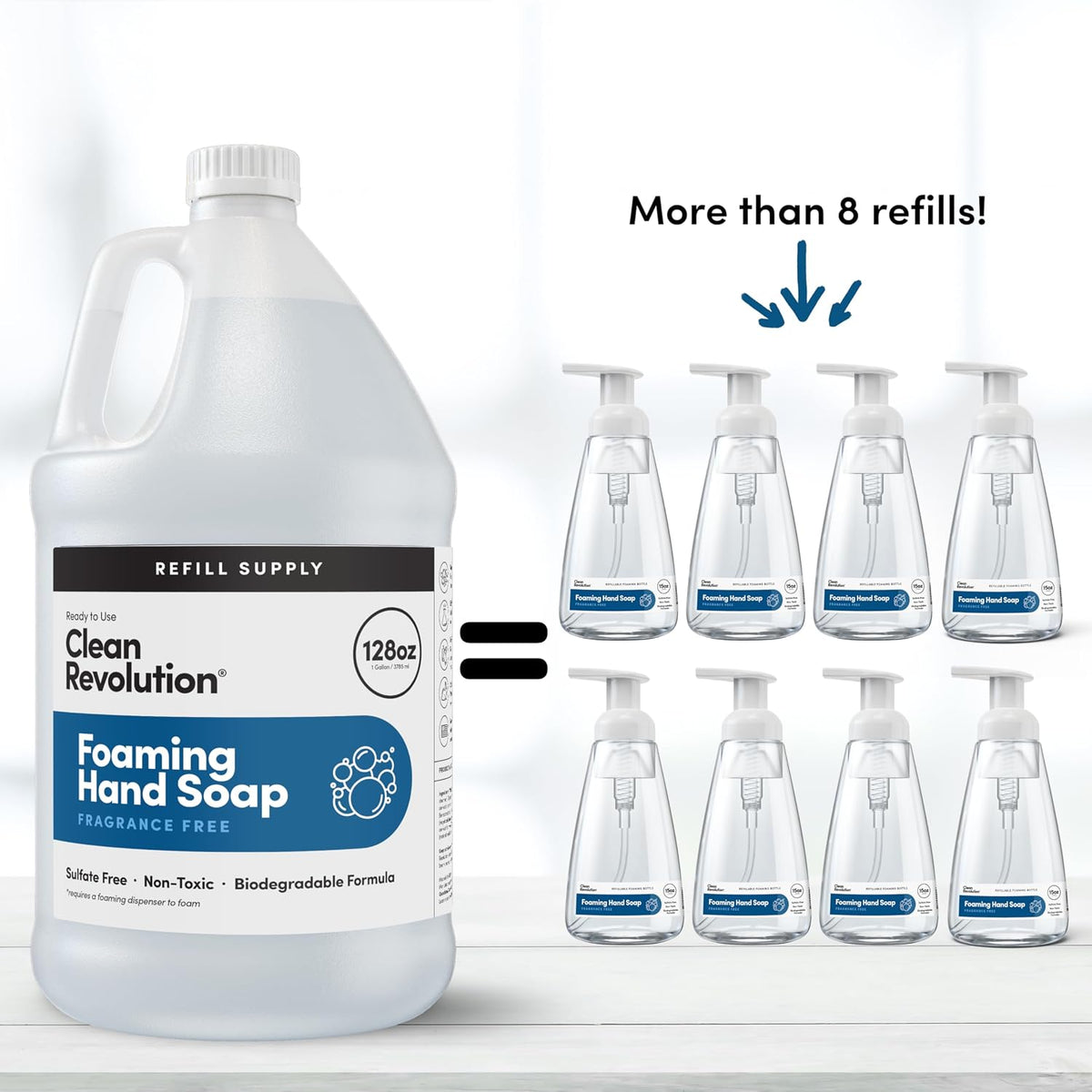 Foaming Hand Soap Refill Supply Container, Ready to Use Formula, Fragrance Free, 64 Fl Oz