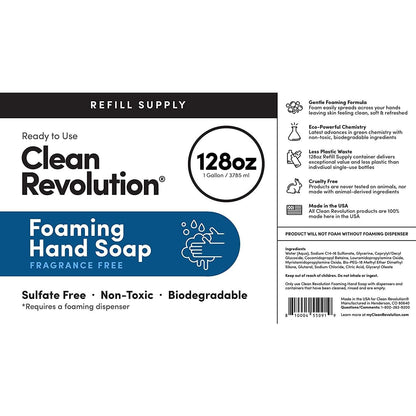 Foaming Hand Soap Refill Supply Container, Ready to Use Formula, Fragrance Free, 64 Fl Oz