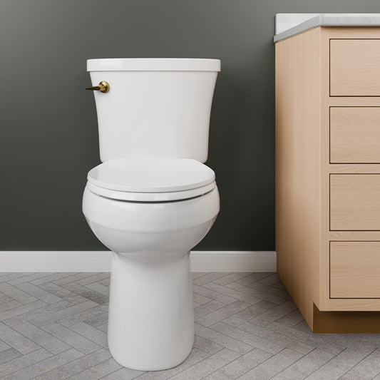 Caswell Modern Slow Close Toilet Seat, Durable Plastic Seat, Made in USA, Round, White