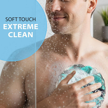Loofah Soft-White-Cloud Bath-Sponge 4-Pack Extra Large 75g | Soft Mesh Net Luffa Loufa Loofa Puff Set / Exfoliating Body Scrubber Lufas for Women and Men Face & Body Shower Loofah Sponge