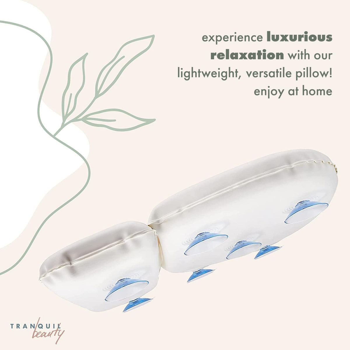 Bath Pillow, White, PVC, Pain Relief, 7 Suction Cups - Ergonomic Head & Back Support, Luxury Spa Experience, Waterproof Design, Ideal for Elderly & Children