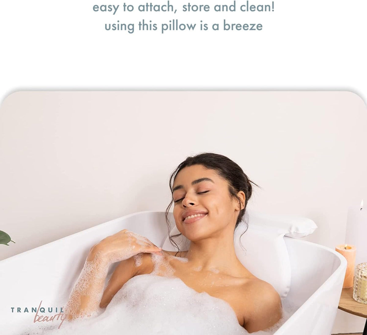 Bath Pillow, White, PVC, Pain Relief, 7 Suction Cups - Ergonomic Head & Back Support, Luxury Spa Experience, Waterproof Design, Ideal for Elderly & Children