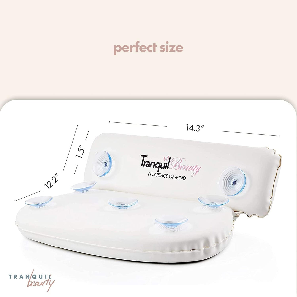Bath Pillow, White, PVC, Pain Relief, 7 Suction Cups - Ergonomic Head & Back Support, Luxury Spa Experience, Waterproof Design, Ideal for Elderly & Children