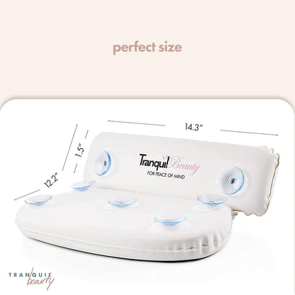 Bath Pillow, White, PVC, Pain Relief, 7 Suction Cups - Ergonomic Head & Back Support, Luxury Spa Experience, Waterproof Design, Ideal for Elderly & Children