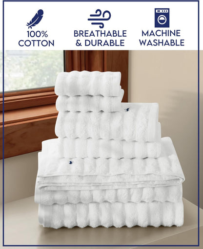 Textured Light Blue 6 Piece Towel Set, Solid Color Themed, Oeko-TEX Certified Confidence