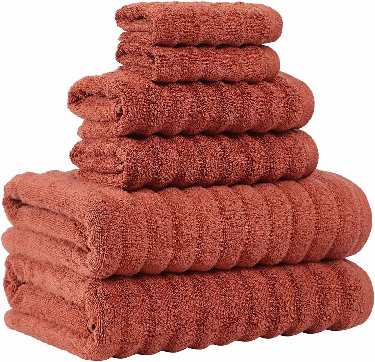 Textured Light Blue 6 Piece Towel Set, Solid Color Themed, Oeko-TEX Certified Confidence