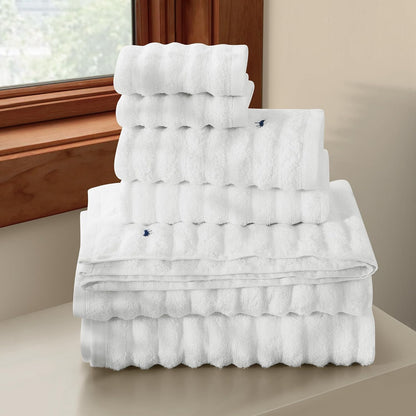 Textured Light Blue 6 Piece Towel Set, Solid Color Themed, Oeko-TEX Certified Confidence