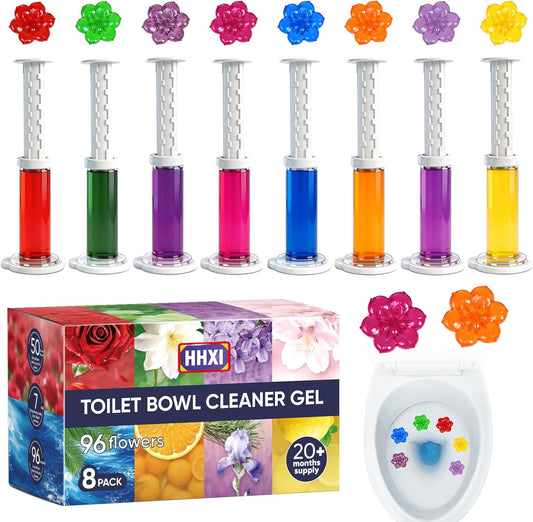 8 Pack Toilet Gel Stamp, Toilet Bowl Cleaner Gel, 8 Scents Flower Shaped, Long-Lasting Bathroom Freshener, Bathroom Essentials