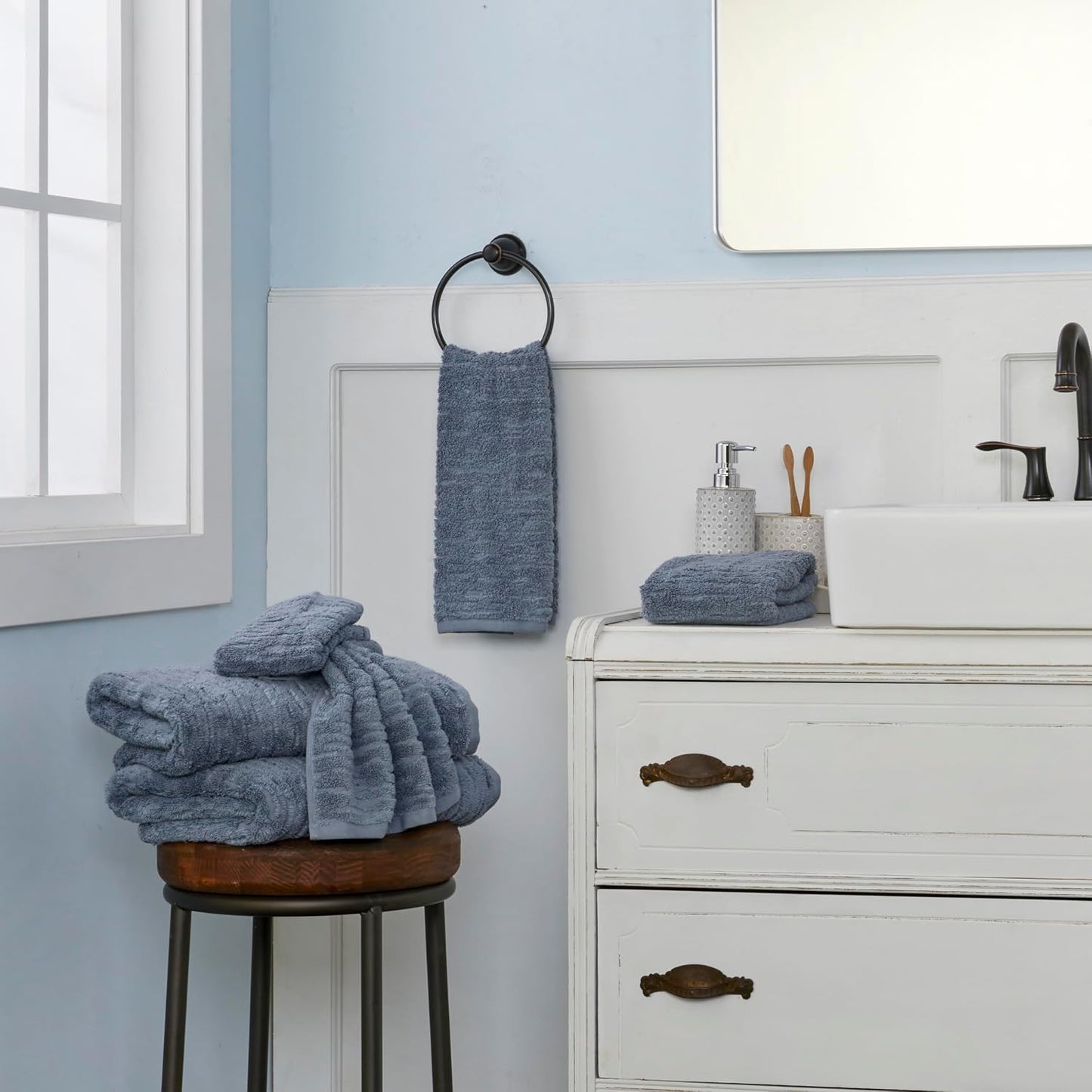 SKL Home CloudSoft 100% Cotton Luxury Bath Towel, 600 GSM, Ultra Plush & Absorbent, Slate