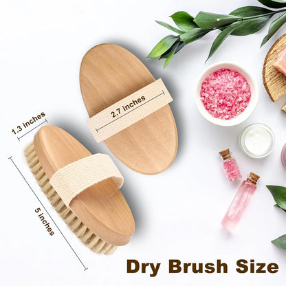 2Pcs Dry Body Brush for Lymphatic Drainage and Exfoliation