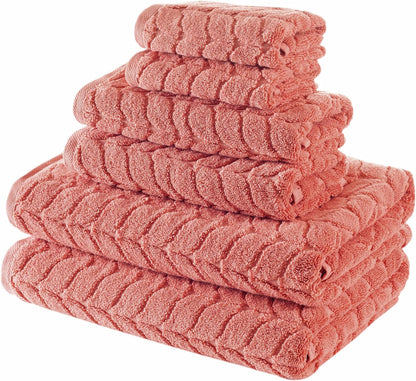 BAGNO MILANO Certified Organic Turkish Cotton Bath Towels, Luxury Jacquard Absorbent, Ultra Soft-Plush Organic Towel Set (Grey, Towel Set of 6)