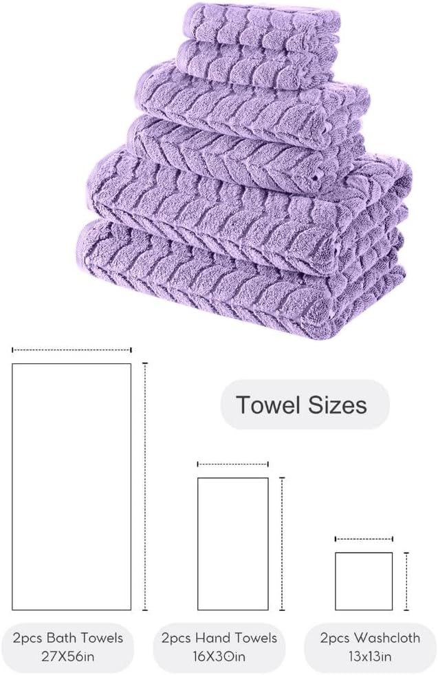 BAGNO MILANO Certified Organic Turkish Cotton Bath Towels, Luxury Jacquard Absorbent, Ultra Soft-Plush Organic Towel Set (Grey, Towel Set of 6)