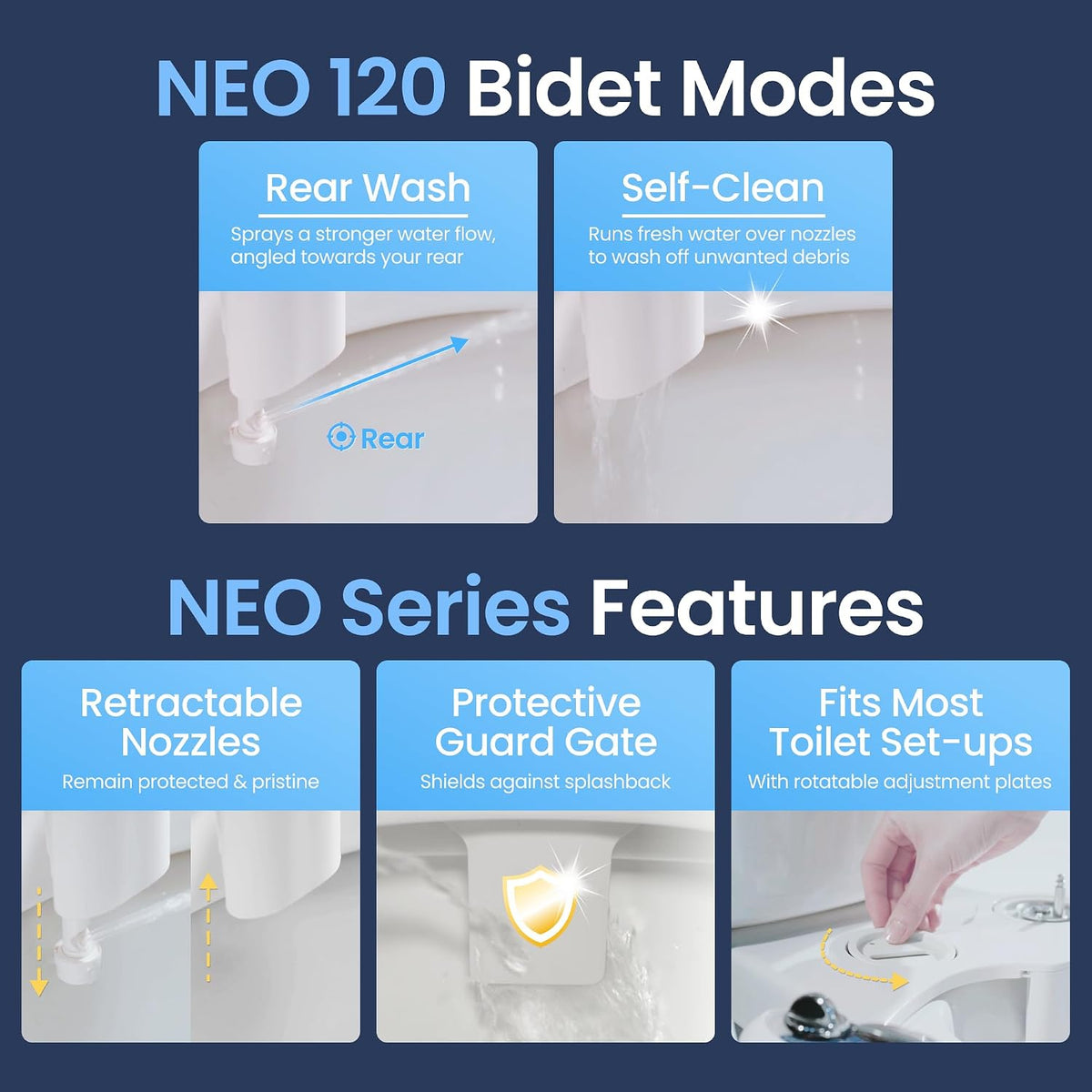 NEO 120 - Bidet Attachment for Toilet Seat, White