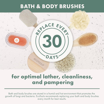 Bath Bristle Brush, Back Scrubber for Shower with Long Handle | Smooth skin daily, body brush for showering with bamboo handle, vegan, cruelty-free, nylon bristles, back brush for shower