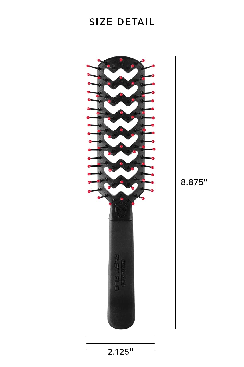 Cricket Static Free Fast Flo Vent Hair Brush - Quick Blow Drying, Easy Styling, and Tangle-Free Detangling for All Hair Types, Long, Short, Thick, Thin, Curly, Straight, and Wavy