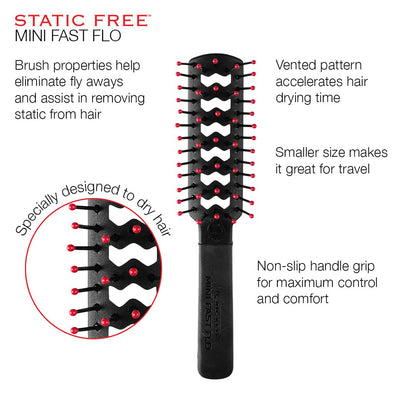 Cricket Static Free Fast Flo Vent Hair Brush - Quick Blow Drying, Easy Styling, and Tangle-Free Detangling for All Hair Types, Long, Short, Thick, Thin, Curly, Straight, and Wavy