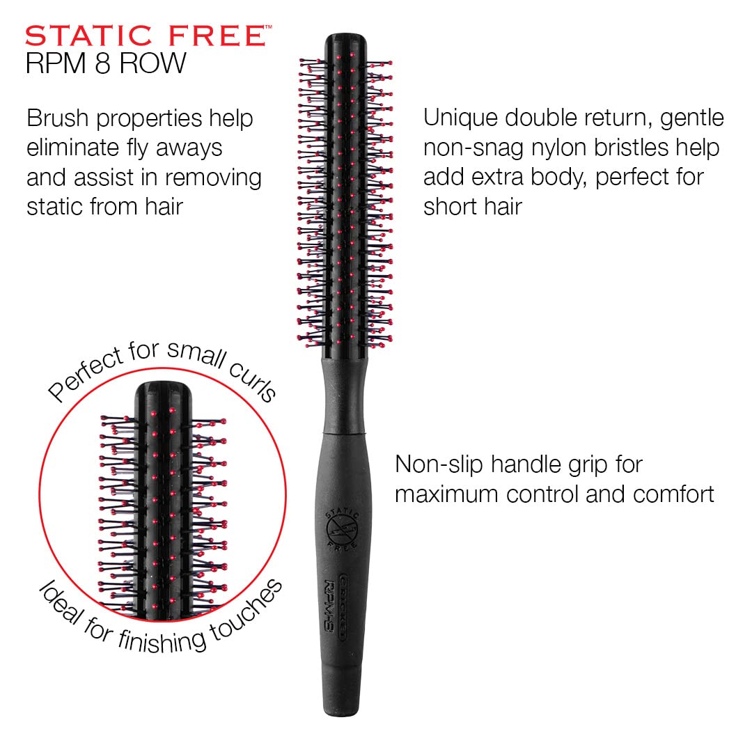 Cricket Static Free Fast Flo Vent Hair Brush - Quick Blow Drying, Easy Styling, and Tangle-Free Detangling for All Hair Types, Long, Short, Thick, Thin, Curly, Straight, and Wavy