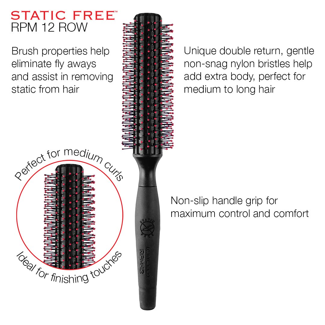 Cricket Static Free Fast Flo Vent Hair Brush - Quick Blow Drying, Easy Styling, and Tangle-Free Detangling for All Hair Types, Long, Short, Thick, Thin, Curly, Straight, and Wavy
