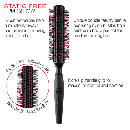 Cricket Static Free Fast Flo Vent Hair Brush - Quick Blow Drying, Easy Styling, and Tangle-Free Detangling for All Hair Types, Long, Short, Thick, Thin, Curly, Straight, and Wavy