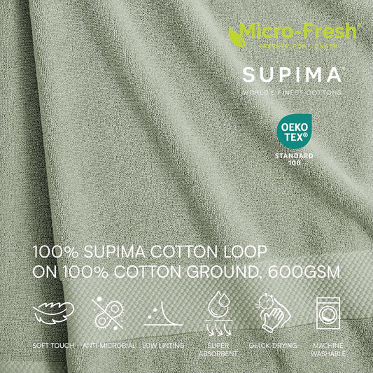 Heritage 100% Supima Cotton Bath Towel 30" x 54", Aloe