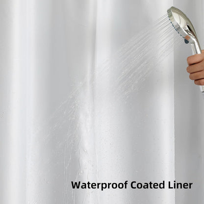 Sage Green No Hook Waffle Shower Curtain Set, 72 x 75 Inch