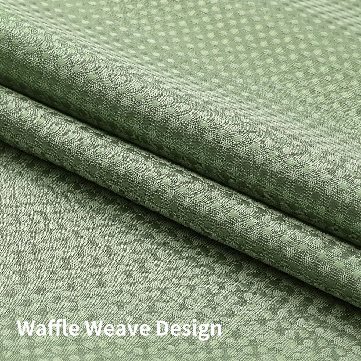 Sage Green No Hook Waffle Shower Curtain Set, 72 x 75 Inch