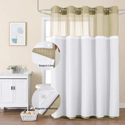 Sage Green No Hook Waffle Shower Curtain Set, 72 x 75 Inch