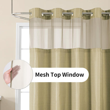 Sage Green No Hook Waffle Shower Curtain Set, 72 x 75 Inch