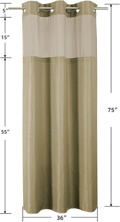 Sage Green No Hook Waffle Shower Curtain Set, 72 x 75 Inch
