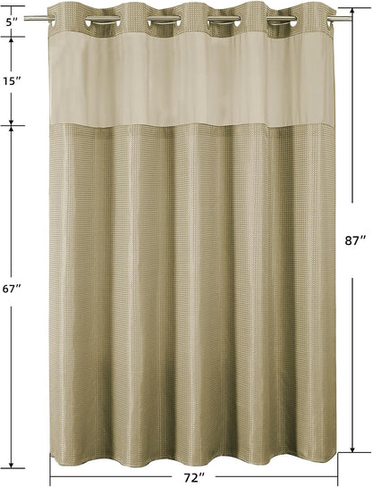 Sage Green No Hook Waffle Shower Curtain Set, 72 x 75 Inch