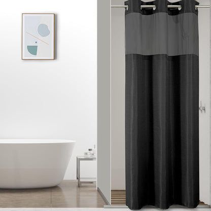 Sage Green No Hook Waffle Shower Curtain Set, 72 x 75 Inch