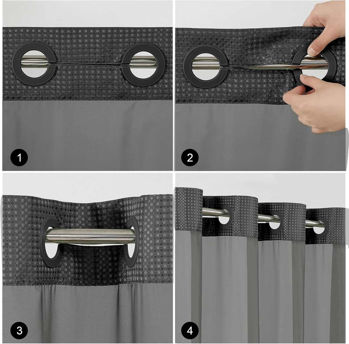 Sage Green No Hook Waffle Shower Curtain Set, 72 x 75 Inch