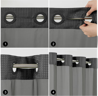 Sage Green No Hook Waffle Shower Curtain Set, 72 x 75 Inch