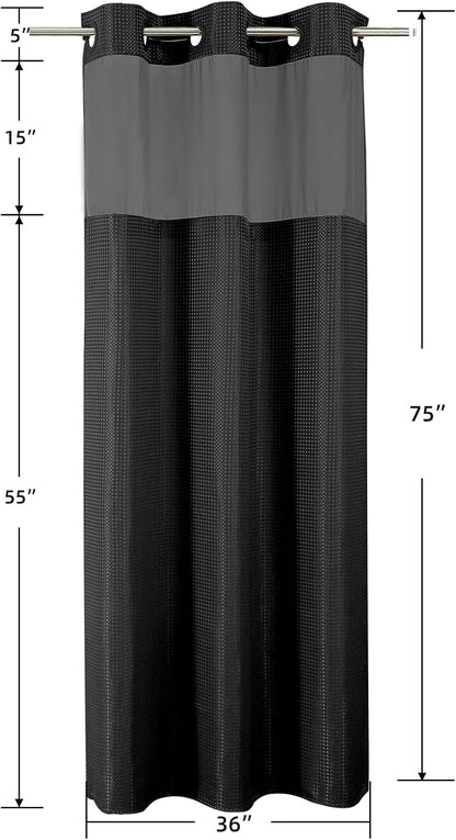 Sage Green No Hook Waffle Shower Curtain Set, 72 x 75 Inch
