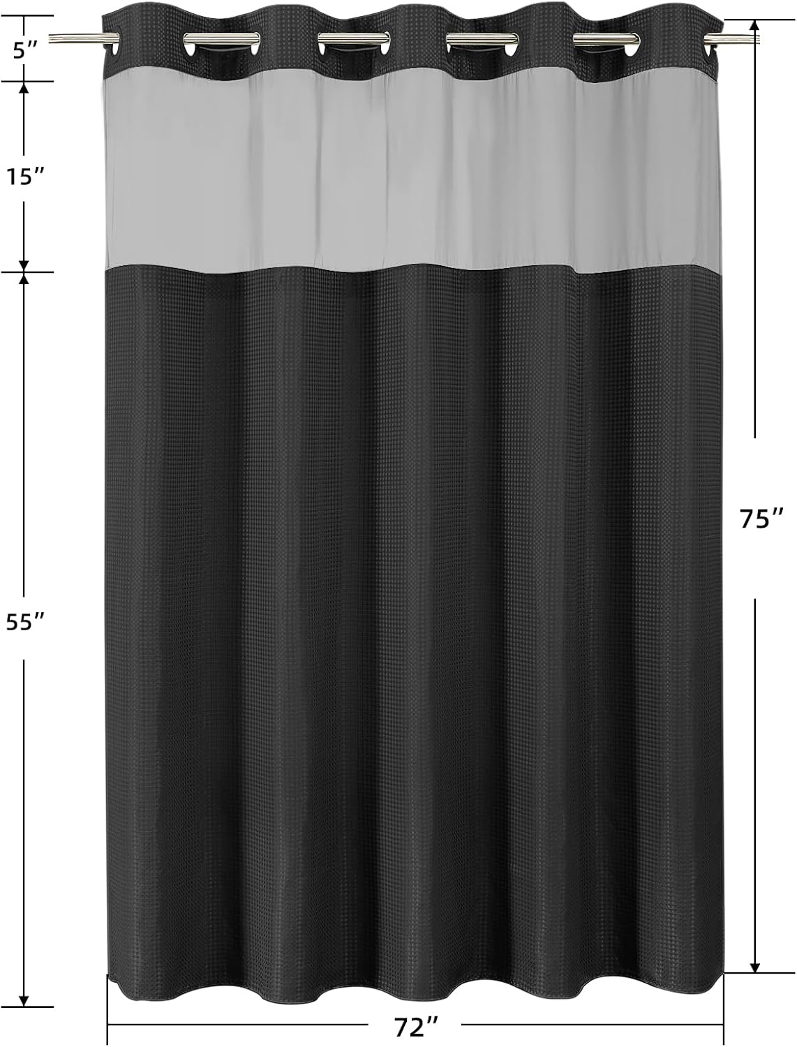 Sage Green No Hook Waffle Shower Curtain Set, 72 x 75 Inch